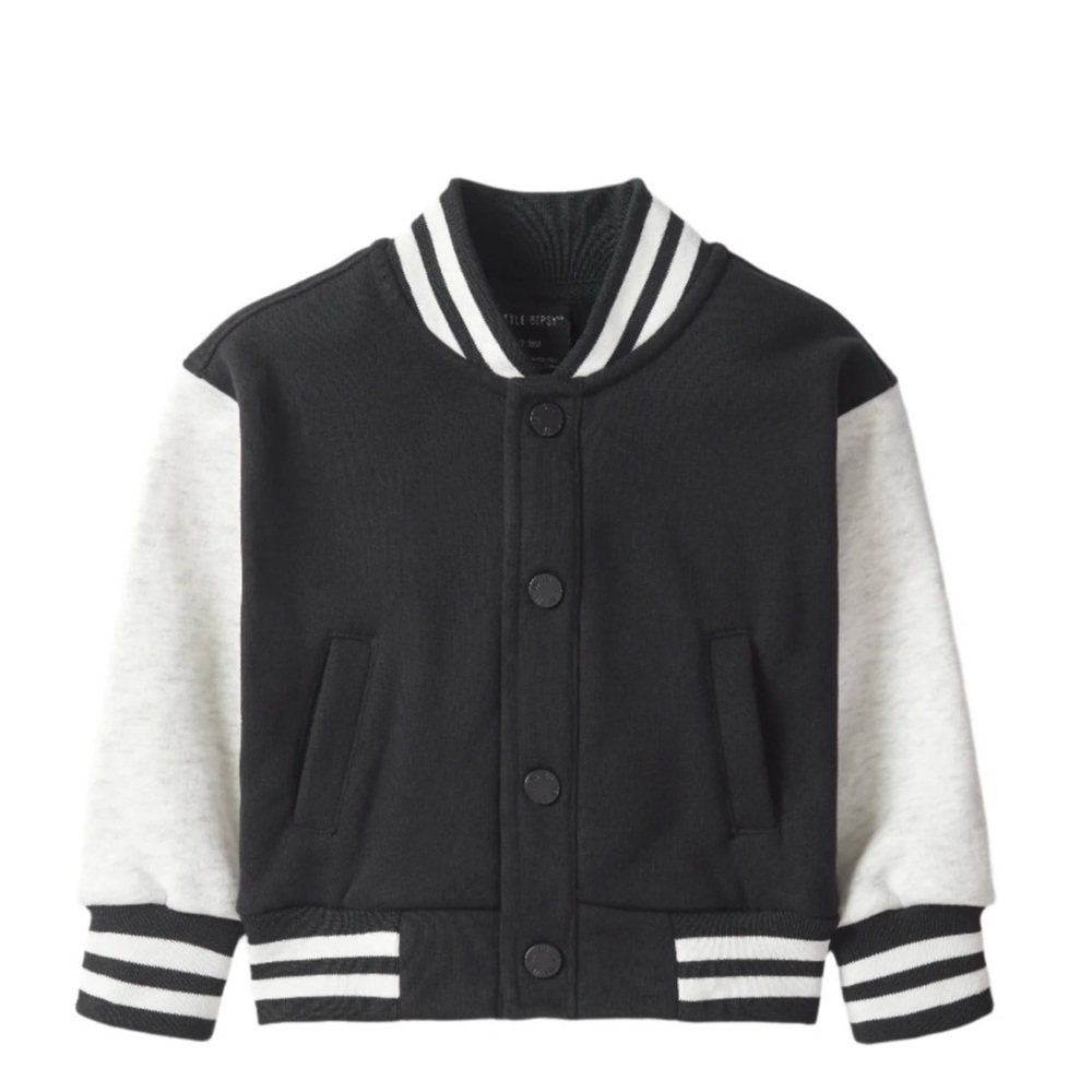 Little Bipsy Black and White Kids Varsity Jacket